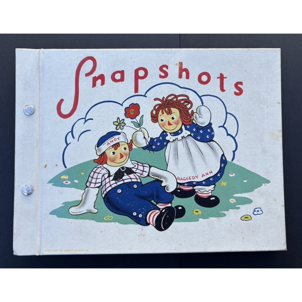 Vintage Raggedy Ann and Andy Snapshots photo album book unused NOS 1950's